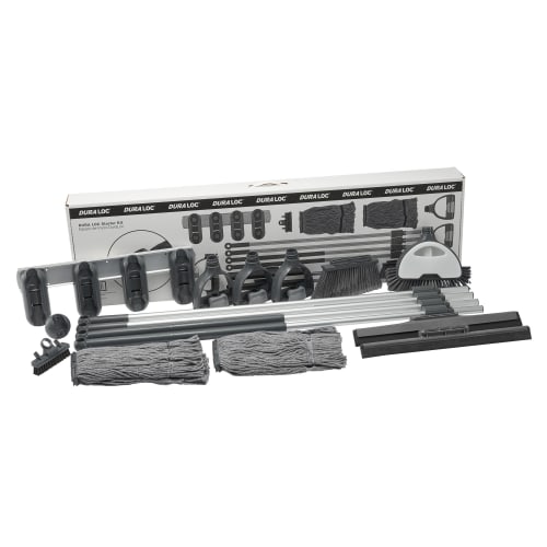 Ecolab® DuraLoc Starter Kit, Inserts Mop, Broom, Squeegee and Tool Holder,  Gray 61750-94-00